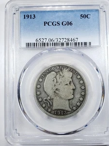 1913 Barber Half Dollar PCGS G6 Low Mintage Key Date - Picture 1 of 4