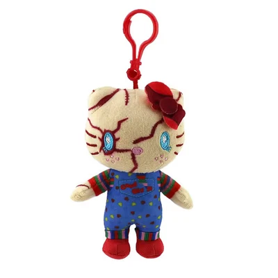 HELLO KITTY x CHUCKY  4" Plush Keychain Kawaii Anime Horror HALLOWEEN - Image 1 of 4