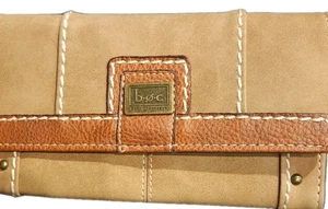 Cartera de gamuza BORN CONCEPT montura marrón triple plegable cremallera alrededor bloqueo RFID 7,5" - Imagen 1 de 7