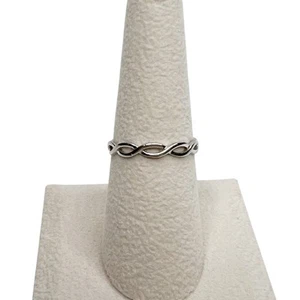 Sterling Silver 925 Twisted Woven Infinity Band Ring Simple Classic Size 6.75 - Picture 1 of 9