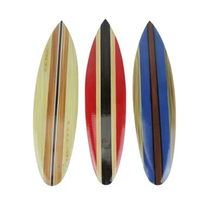 Scratch & Dent 3er Set Holz gestreift Surfbrett Wandbehang 16 cm lang - Bild 1 von 5