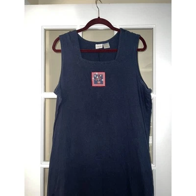 Cherokee womens navy sleeveless maxi dress floral patriotic womens 1X - Image 1 of 4