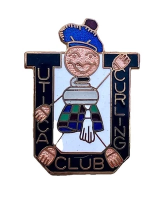 Vintage Curling Club Pin - Utica Curling Club New York - image 1 of 4