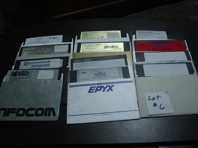 Commodore (12) 5.25" Disks Lot #6, Karate Chop, Zork I, Deadline, Bike Hike, + - Image 1 of 4
