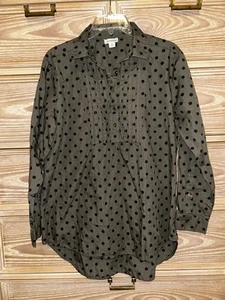 Sundance Women's Top Lively Days Tunic Shirt Polka Dot Olive Popover Size Medium - Picture 1 of 5