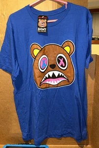 T-shirt Baws Life XL blu con orsetto marrone nuova con etichetta - Foto 1 di 2