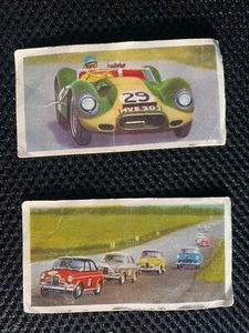 2x 1959 Merrysweets - World Racing Cars: LISTER JAGUAR #4, SALOON CAR RACING #27 - Picture 1 of 2
