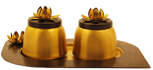 Brass Dry Fruit Container Set with 2 Serving Bowls and Tray- A Perfect Gift Item