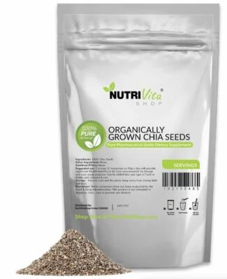 SEMENTES DE CHIA PRETA 100% PURA VEGANA SEM GLUTAN não transgênica orgânica cultivada nos EUA kosher  - Imagem 1 de 2