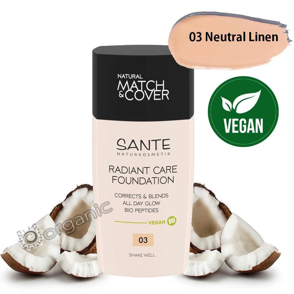 Base de maquillaje Sante Organic Natural Vegan Radiant Care 02 lino rosa 30 ml Foto 1 de 1