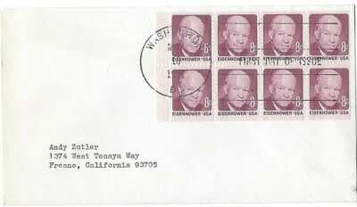 4 '71 FDCs Eisenhower bklt 8 SC#1395a, sngls1394 Flag over White house SC#1338F - Image 1 of 4