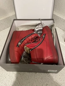 Giuseppe Zanotti RED LEATHER HIGH ZIPPER SIDES DETAIL SNEAKERS Sz 40 - Picture 1 of 12