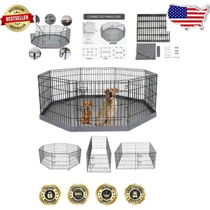 Portable Pet Playpen with Water-Resistant Floor Mat - Safe for Small Animals - Picture 1 of 8