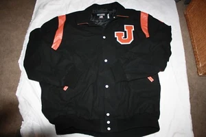 Vintage Stewart Strauss Letterman Varsity Jacket WOOL LEATHER BLACK ORANGE 6XL - Picture 1 of 3