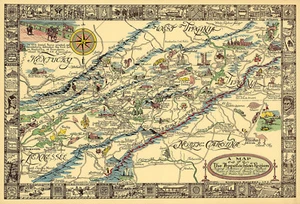 Pictorial Map of the Appalachian Region Historical Wall Poster Vintage History - Picture 1 of 4