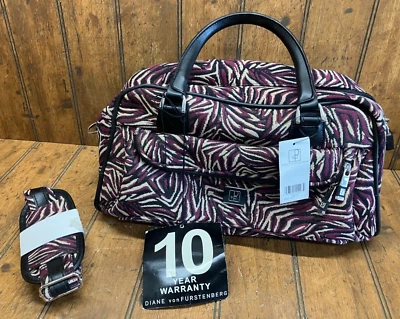 Bolso de Viaje Diane Von Furstenberg DVF Nuevo con Etiquetas Granate Estampado Negro y Crema Foto 1 de 4