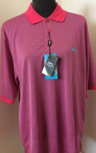 Mens Slazenger Cool Golf Polo Shirt Pink Stripe UK M L NEW (M) - Picture 1 of 12