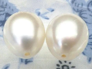Par de perlas Akoya sueltas medio perforadas blancas AAA+ 8*10 mm Match genuino - Imagen 1 de 4
