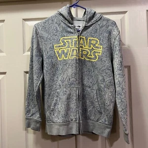 Rare Gap Star Wars Hooded Full Zip Sweatshirt Kids Size XXL Grey - Picture 1 of 8