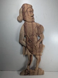 Wooden Hand Carved Man Santa Folk Art Ornament 50cm Approx Craft - Picture 1 of 9