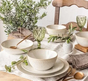 NEW over&back WESTPOINT 16-Piece Plates & Bowls Service for 4 (Ivory or Blue)