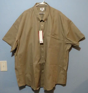 Cutter & Buck Epic Easy Care Nailshead Mens 5XB Tan Short Sleeve Dress Shirt - Picture 1 of 9