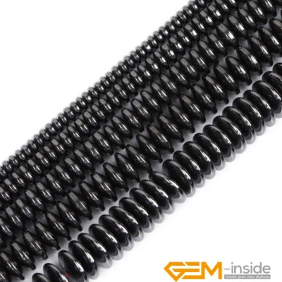 Piedras preciosas de hematita negra natural Rondelle Heishi espaciador cuentas para hacer joyas 15" Foto 1 de 4