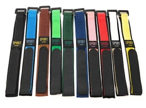 18mm Black Brown Red White Blue Canvas Nylon Watch Band Mens Sport Waterproof  - Picture 1 of 12