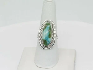 Native American Sterling Silver & Turquoise Ring Size 8.5 Navajo Handmade - Picture 1 of 7