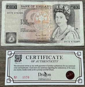 GREAT BRITAIN 10 Pounds 1988-91 ENGLAND P-379e Original Circ QEII Banknote 🐉 - Picture 1 of 4
