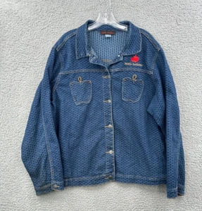 Vintage Y2K Apple Bottom Denim Jacket Size 17/18 XL Boxy Stretch Quilted - Picture 1 of 11