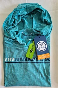 Life Is Good LS Active Hooded Tee RACING STRIPES Moister Wicking UPF Men XL 51in - Picture 1 of 9