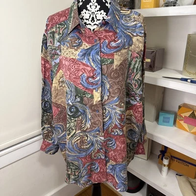 VTG ERIKA II Collection Size 2X 100% SILK Button Up Blouse Romantic Watercolor Foto 1 de 4