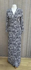 Boden Navy Paisley Floral Print Wrap Maxi Jersey Dress size 18 - Picture 1 of 7