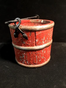 Antique French Berry Bucket Wood Basket Mini Naive Primitive Stave Iron Handle - Picture 1 of 6