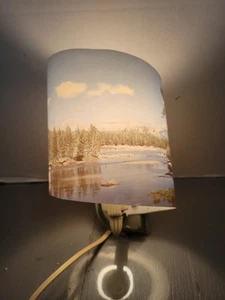 Vintage 1950s Helmscene Lamp Lake & Mountain Scene Wall Sconce Light Euc - Picture 1 of 11