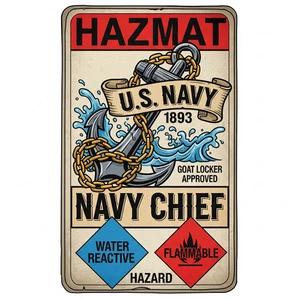 Navy Chief HAZMAT Decal - Goat Locker Sticker - 4" PRIOR SERVICE Decal - Picture 1 of 2