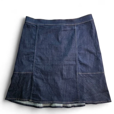 Falda vaquera Ann Taylor para mujer 16 lavado oscuro elástica línea A informal clásica Foto 1 de 4