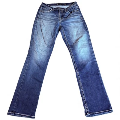 Мужские джинсы BKE с пряжкой Tyler 32x34 синяя джинсовая ткань хлопок эластичный логотип средняя стирка - Изображение 1 из 4