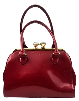  Bolso de Mano Candace Christian Napa Valley Caramelo Manzana Rojo Charol Bloqueo de Beso Foto 1 de 4