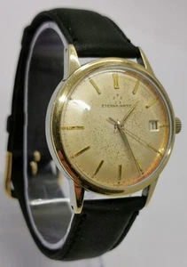 Vintage 1960s Eterna Matic Date Automatic Gents Gold Capped 34mm Watch Cal 1438 - Bild 1 von 17