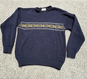 Vintage Eddie Bauer Herren Pullover XL Tall Blau Azteken Strick Langarm Rundhals 90s - Bild 1 von 5