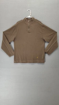 Margaritaville Men Sweatshirt L Brown Quarter Zip Pullover Long Sleeve Warmer - Image 1 of 4