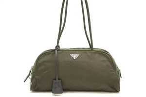 PRADA Semi-shoulder bag Tote Triangle logo plate Tessuto nylon Khaki 1902h - Picture 1 of 10