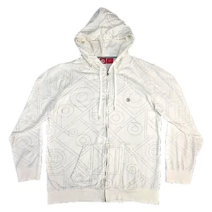 Element Skateboards Vintage Y2K White Full Zip Hoodie Size Large AOP All Over  - Picture 1 of 12