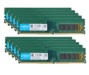 80GB Crucial 10X 8GB DDR4 2400MHz 2RX8 PC4-2400T 288Pin UDIMM Desktop Memory RAM - Picture 1 of 12