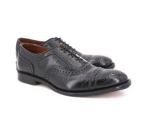 USADO 10x | $425 ALLEN EDMONDS 10 D HEBRA CUERO NEGRO BROGUE COMPLETO GORRA PUNTERA - Imagen 1 de 18
