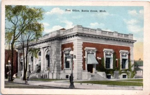 1920s Michigan Postcard Post Office Battle Creek MI Unused Unposted - Picture 1 of 2