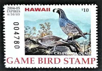 2004 Hawaii Game Bird Stamp, HI9A, California Quail by Norman Nagai, MNH - Image 1 of 2