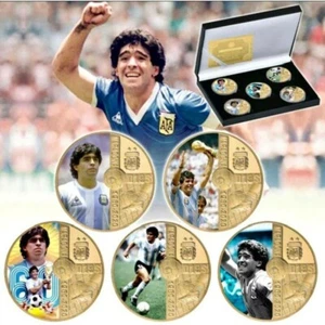 Diego Maradona Gold Coin Set - Argentina Soccer Legend - 5 Clad Gold Coins - Picture 1 of 3